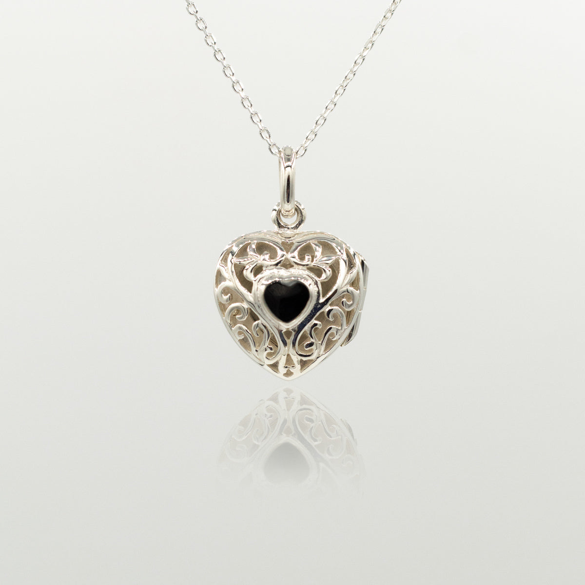 Locket Necklace with Black Stone | Olivia