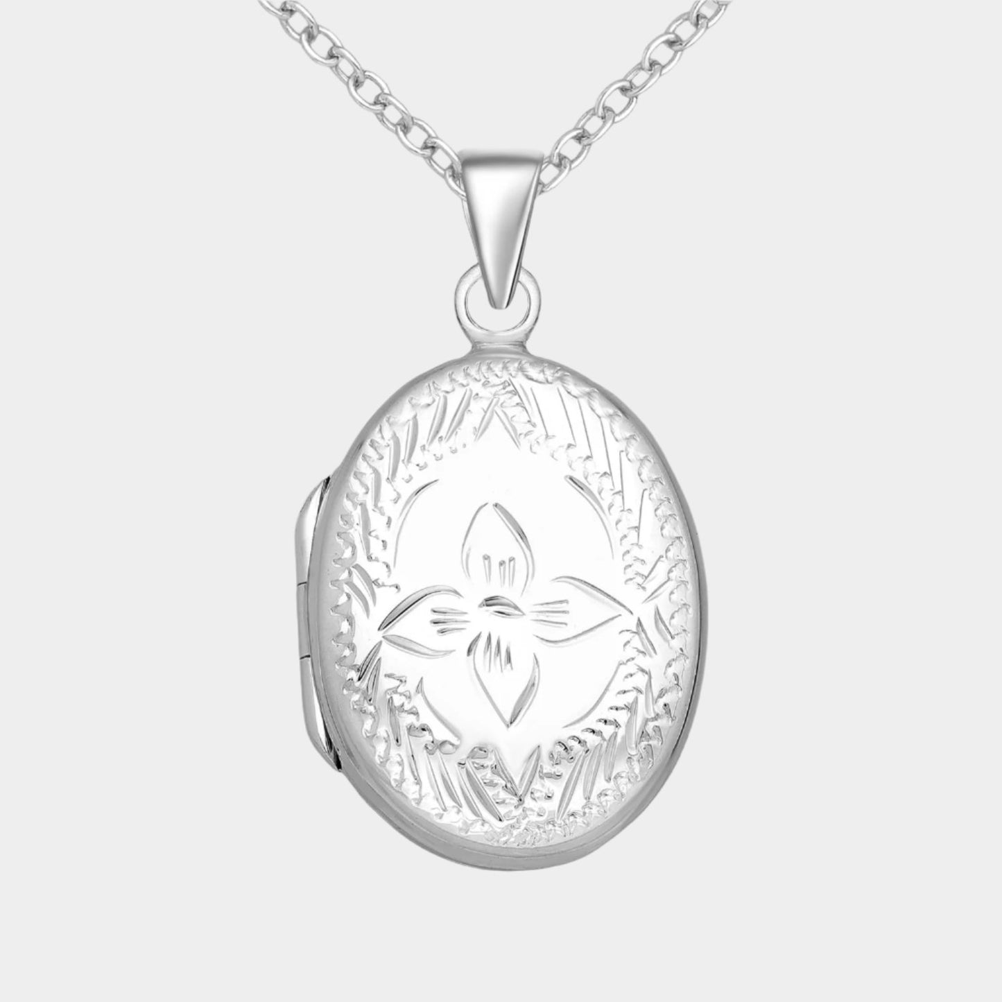 Oval Picture Locket Necklace, sterling silver on a silver chain