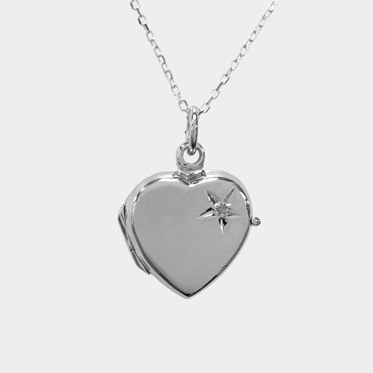 Heart locket with White Diamond | Bethany