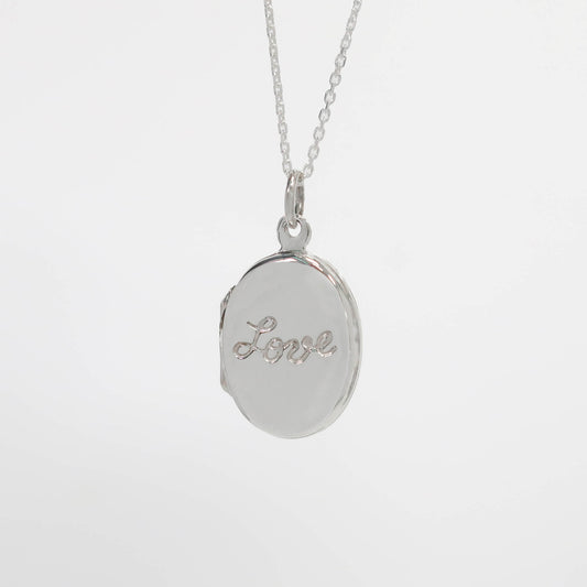 Silver Oval  Locket | Love