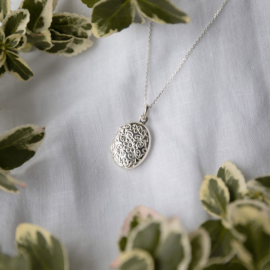 Oval Sterling Silver Locket Necklace | Violet